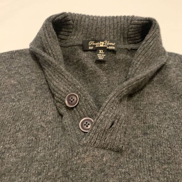 Pronto Uomo XL Men's 100% Wool Collared Sweater Grey - Picture 3 of 6
